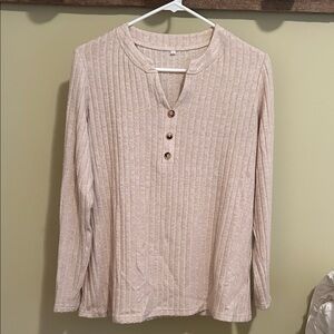 Beige Ribbed Sweater